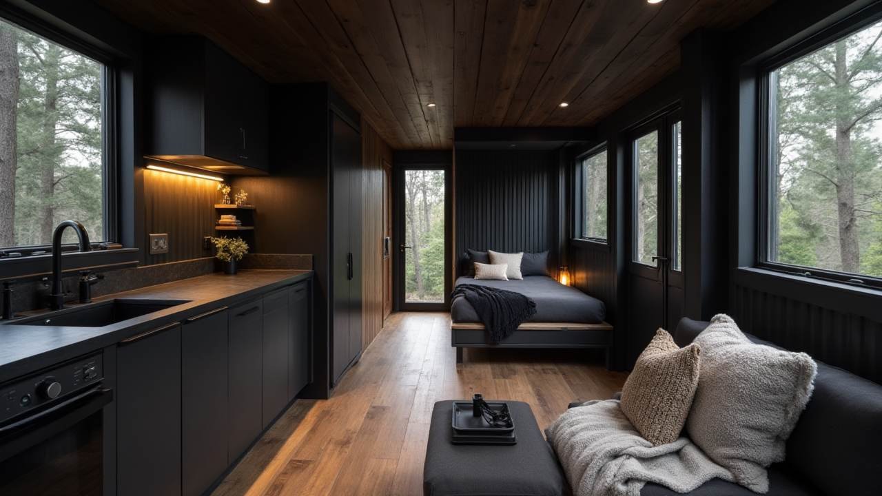 The Minimalist Monochrome Tiny Container Home Interior