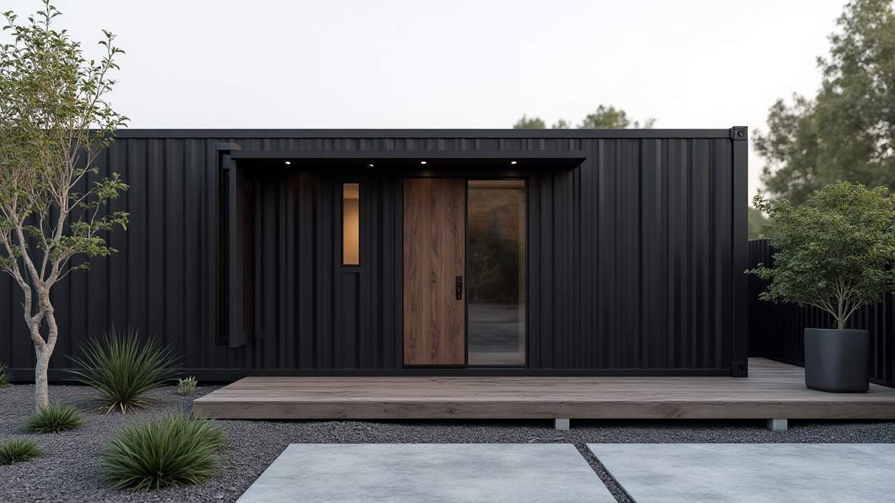Charcoal Black Zen Studio - Minimalist Monochrome Container Home with Modern Edge