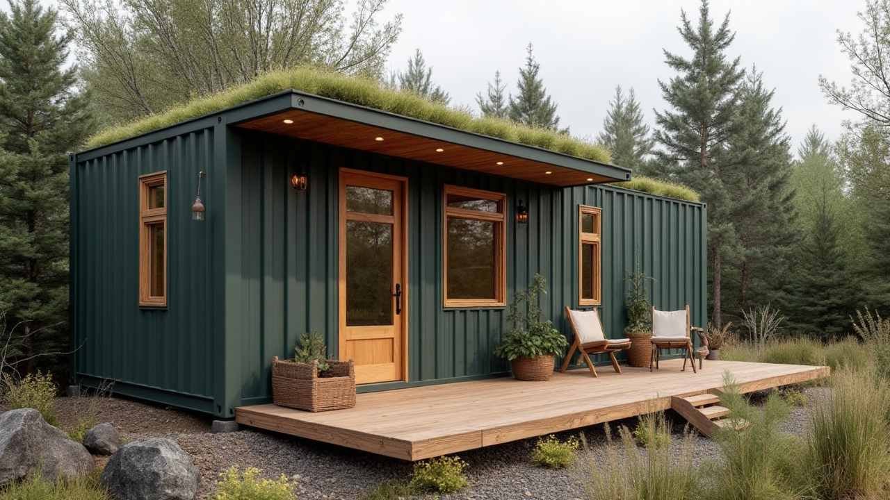 Forest Green Living Roof Retreat - Nordic Container Home with Scandinavian Soul