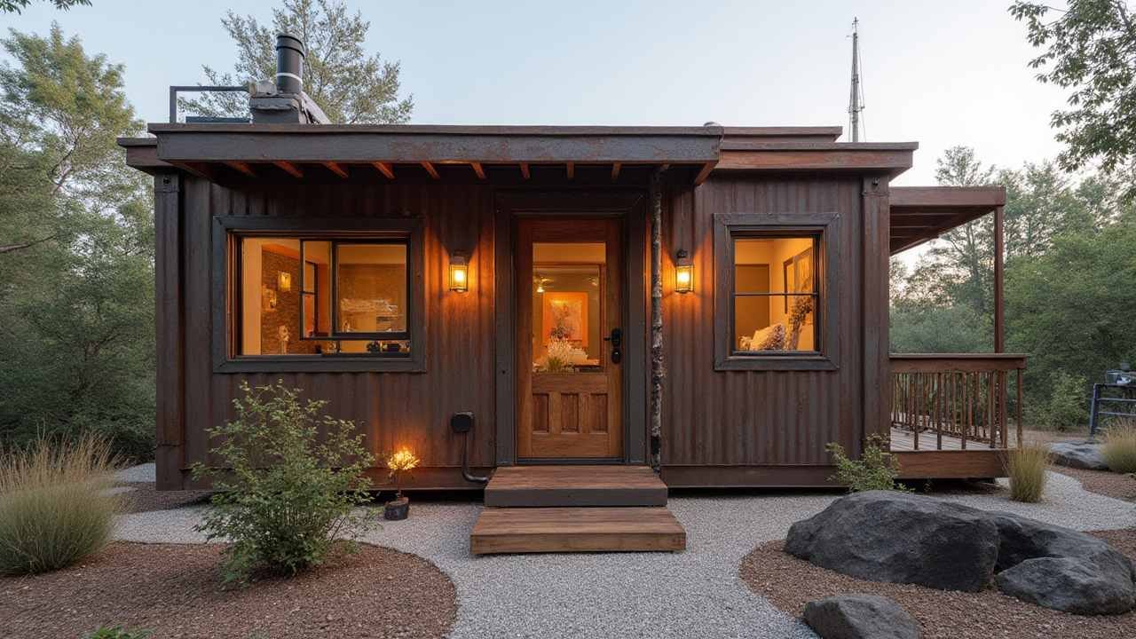 Weathered Steel Workshop Haven - Raw Industrial Reclaimed Container Home with Rustic Edge