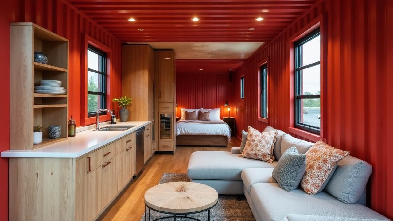 The Urban Industrial Tiny Container Home interior