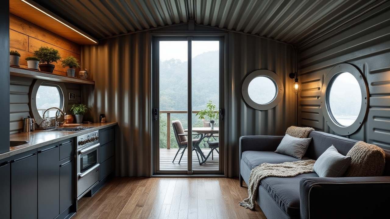 The Vintage Aviator Tiny Container Home interior