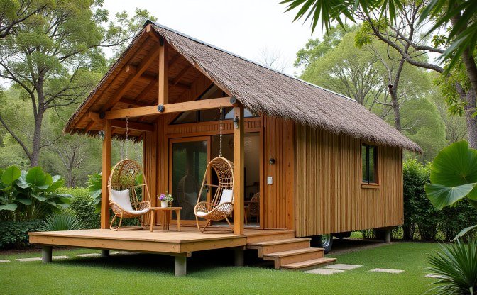 Golden Teak Paradise - Tropical Escape Tiny Home That Brings Bali Vibes to Your Backyard