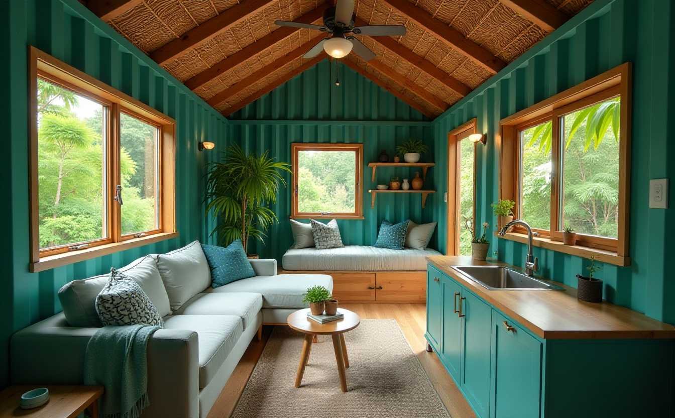Tropical Oasis Container Home Interior