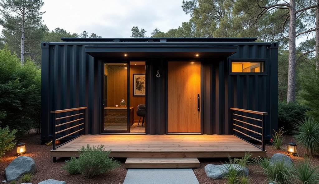 Midnight Steel Container Sanctuary - Modern Zen Living in Compact Design