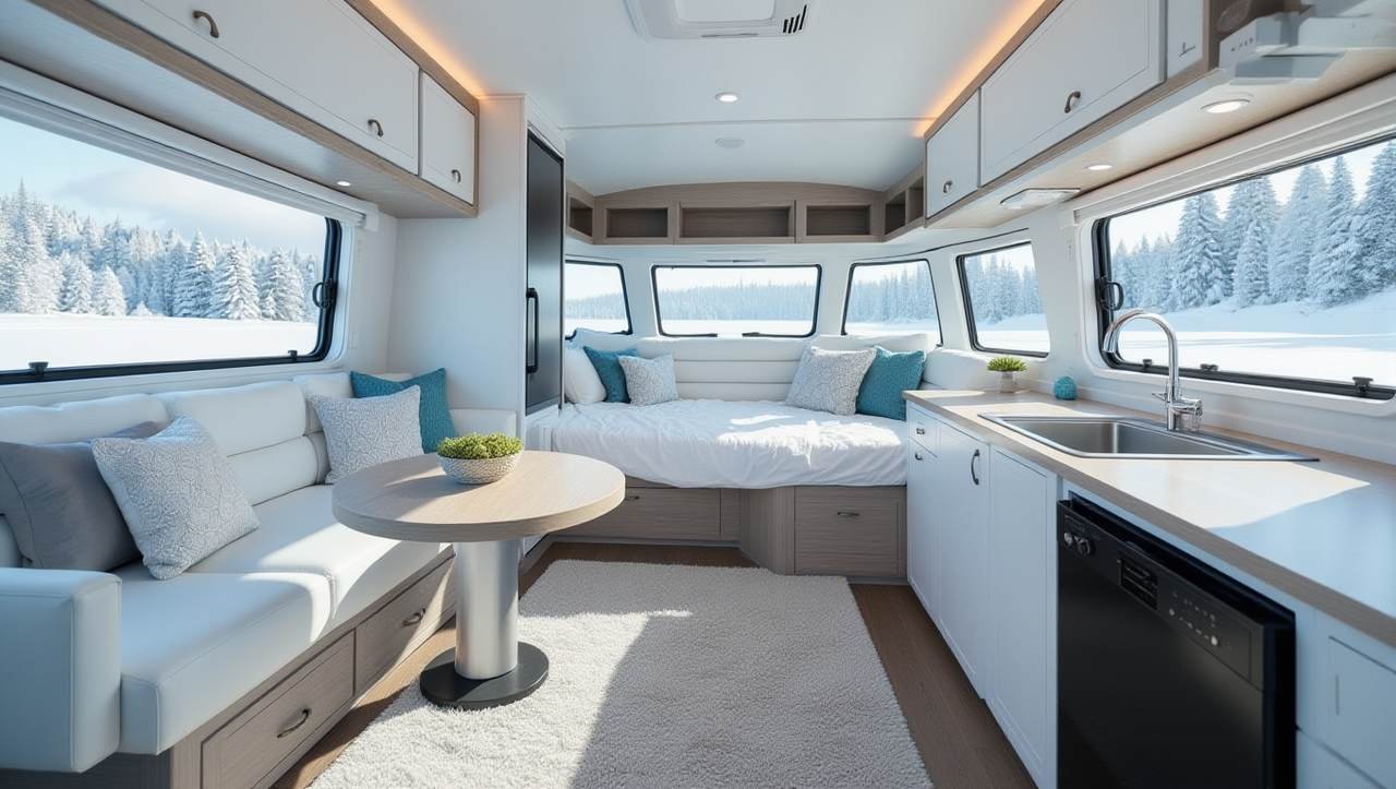 Arctic Wanderer - Snow-Camouflaged Expedition RV interior