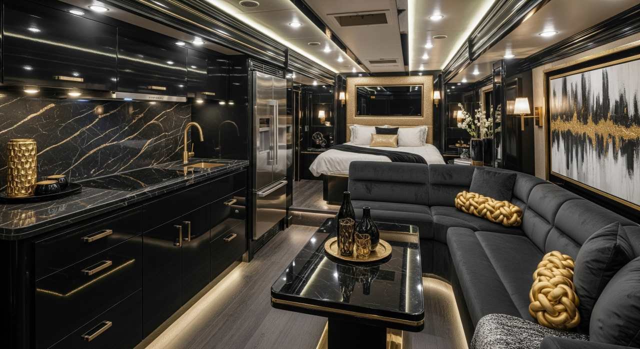 Art Deco Glamour RV interior