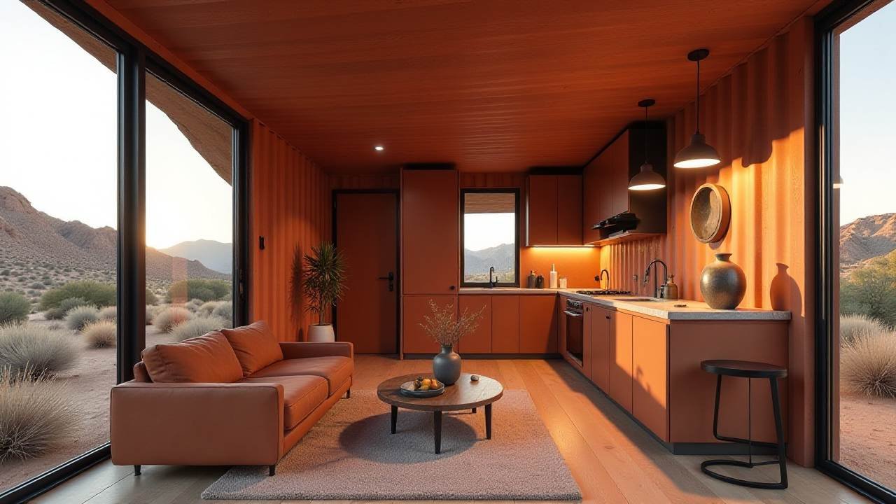 Canyon Twist – Angular Folded Geometry Desert Container Home interior