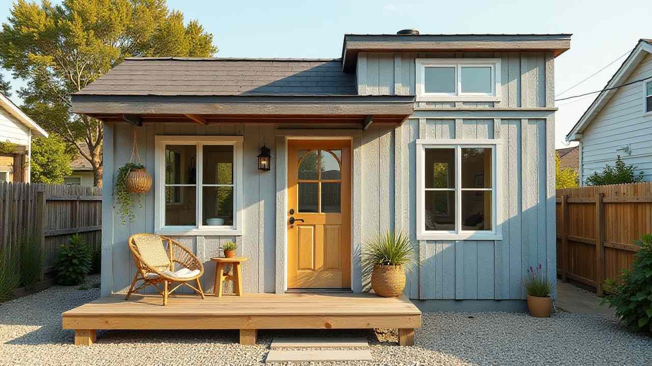Coastal Bohemian Blue-Gray Tiny Home - Where Relaxed Style Meets Practical Living