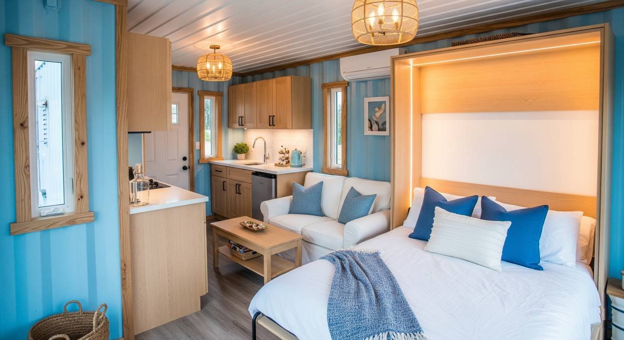 Coastal Breeze - Sky Blue & Driftwood Tiny Rooftop Home interior(1)