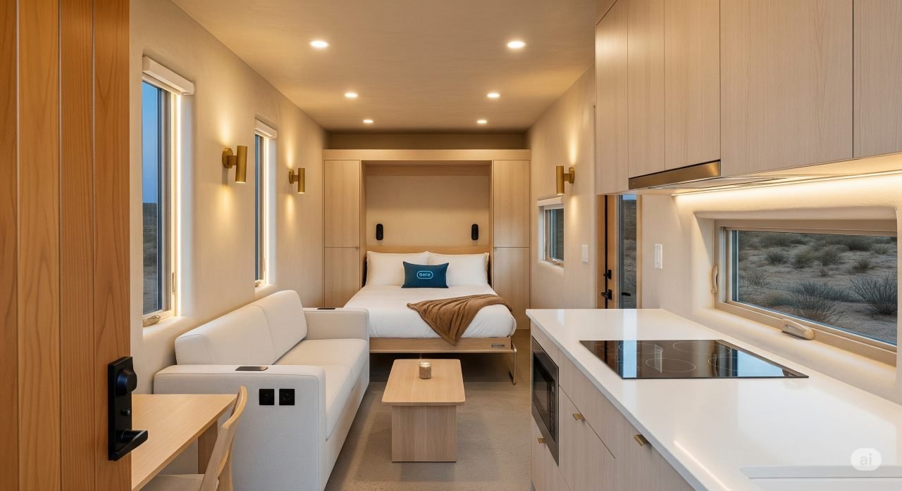DesertCore Micro Retreat interior