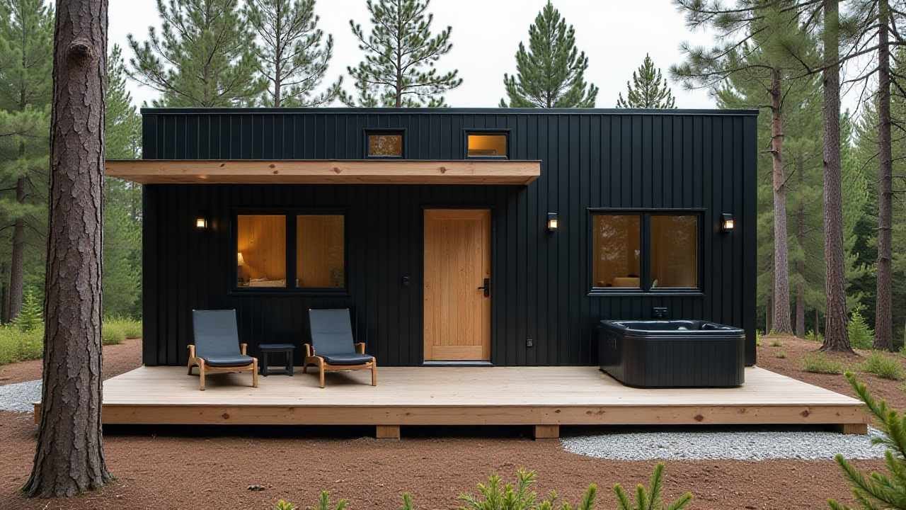 Industrial Forest Cabin - Compact Windows, Bold Style