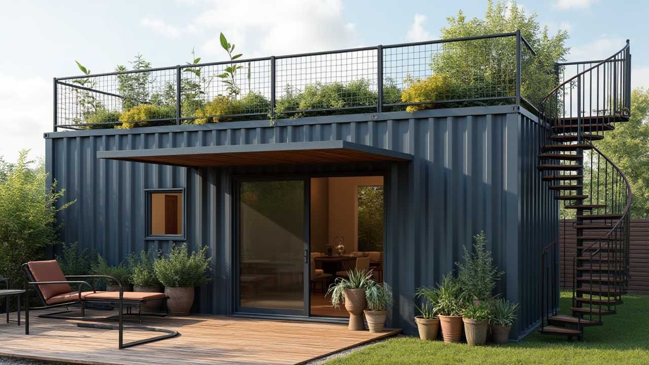 Charcoal Steel & Rooftop Greenery Industrial Loft Container