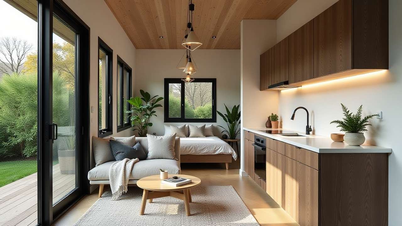 Japandi Courtyard Tiny Home – Nature-Driven Minimalism interior