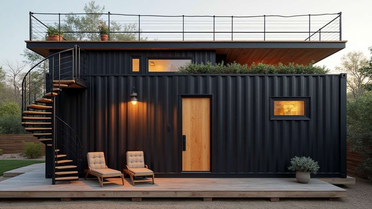 Urban Minimalist Retreat: Matte Black & Birch Container Home