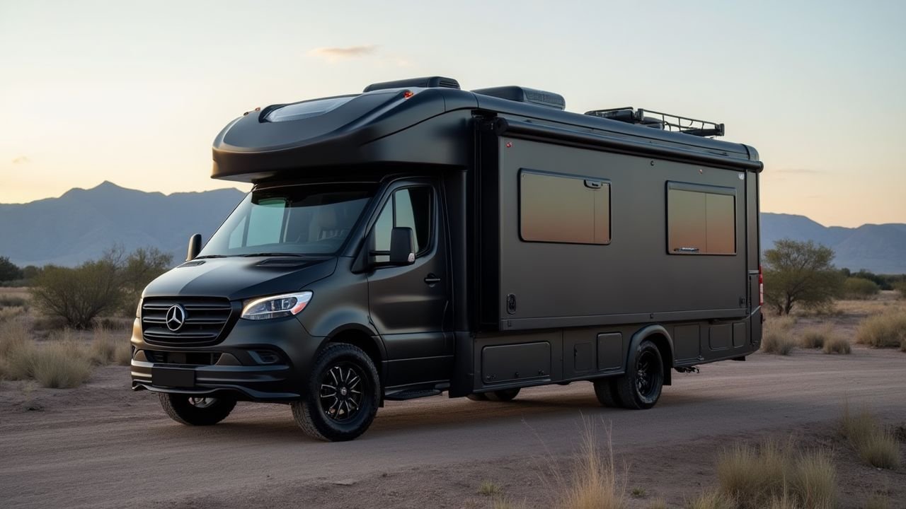 Gunmetal and Black Luxury RV - Modern Industrial Mobile Command Center