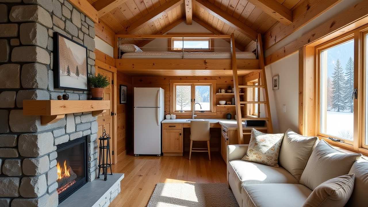 Rustic Alpine Tiny Home interior