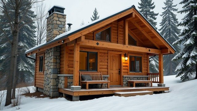 Rustic Alpine Snow Tiny Home - Warmth in the Winter Wilderness
