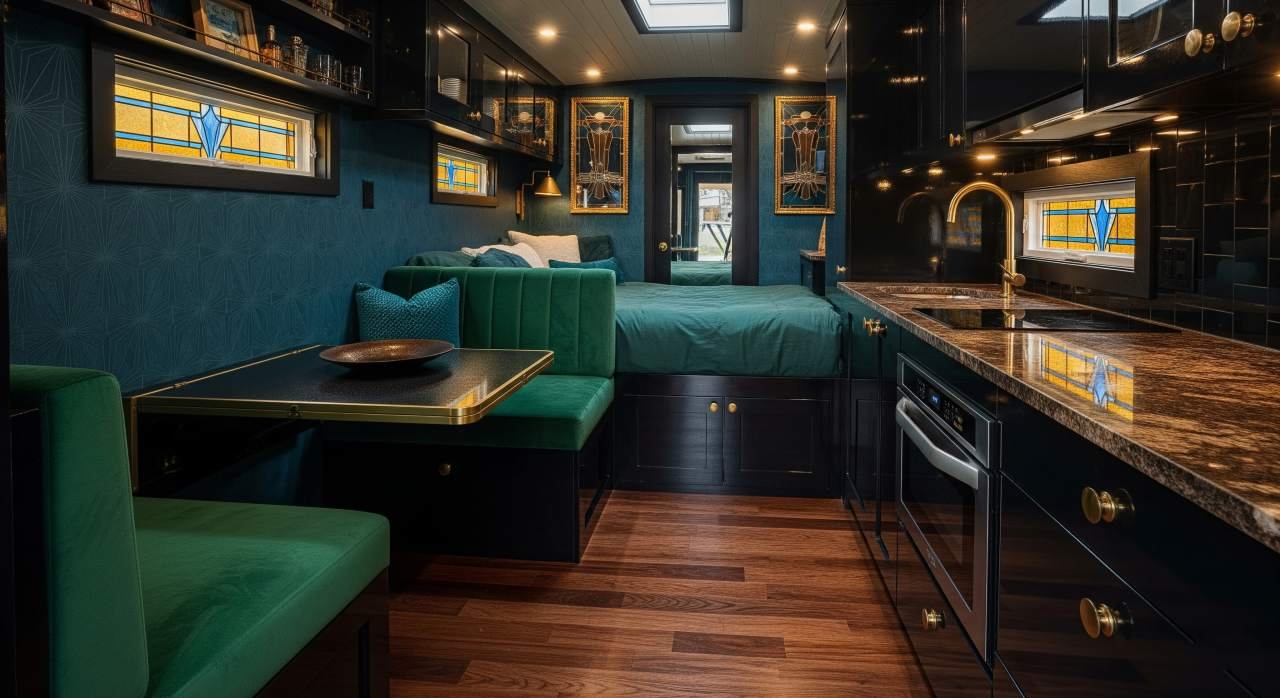 The Art Deco Revival Tiny Home – Glamour and Geometric Precision interior