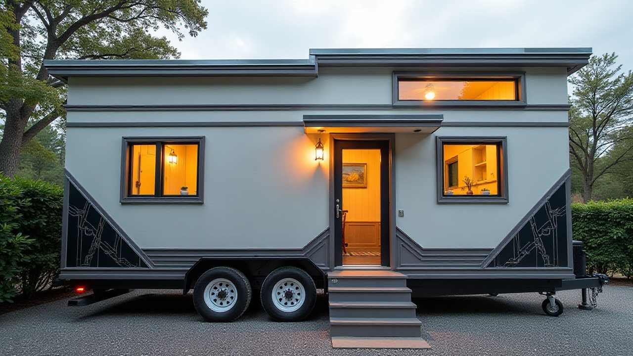 Emerald Deco Tiny Home - Geometric Glamour with Modern Flair