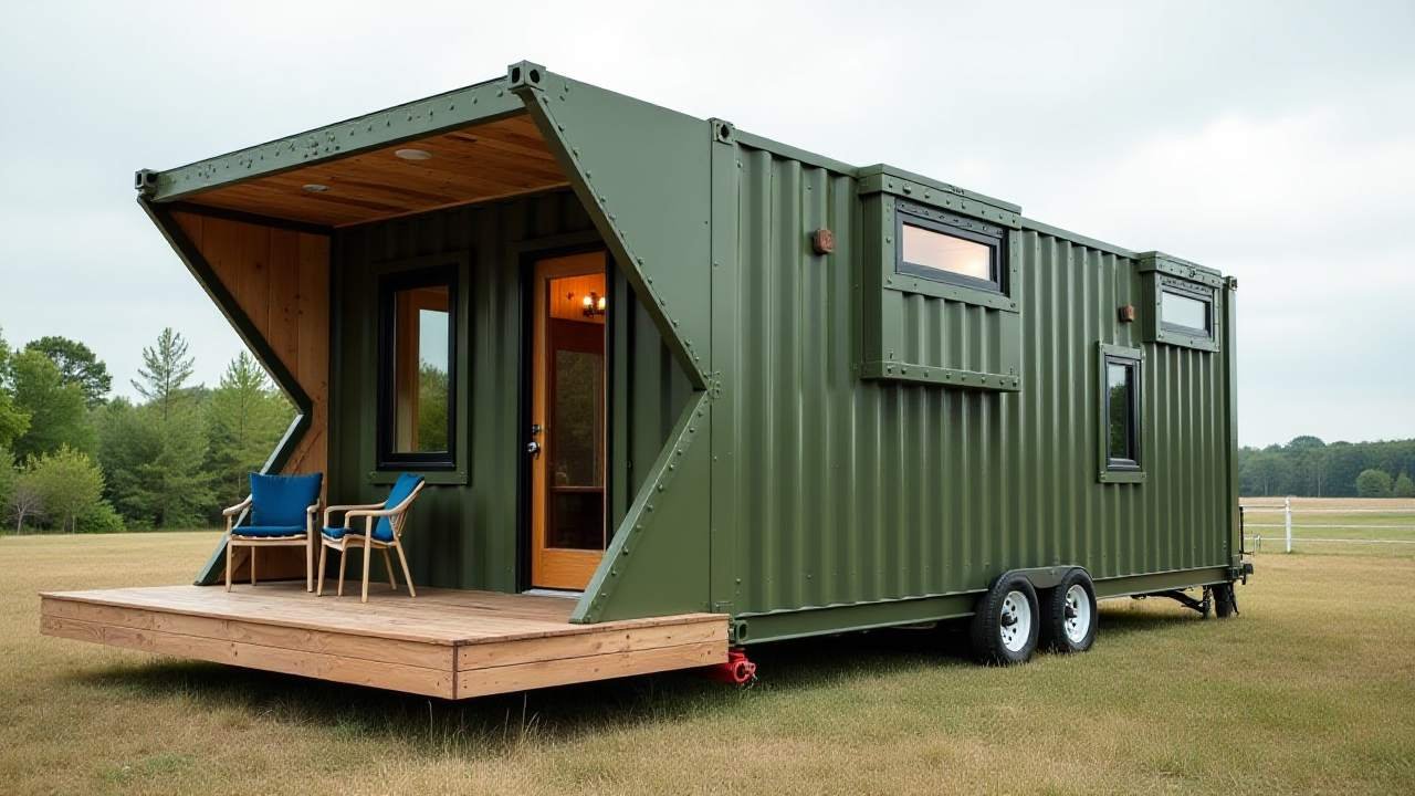 Emerald and Cedar Fold-Out Fort - Expandable Container Home