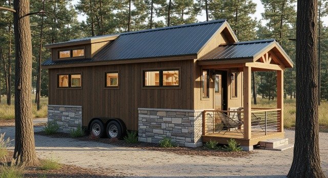 Rustic Modern Tiny Home: Natural Textures Meet Efficient Living