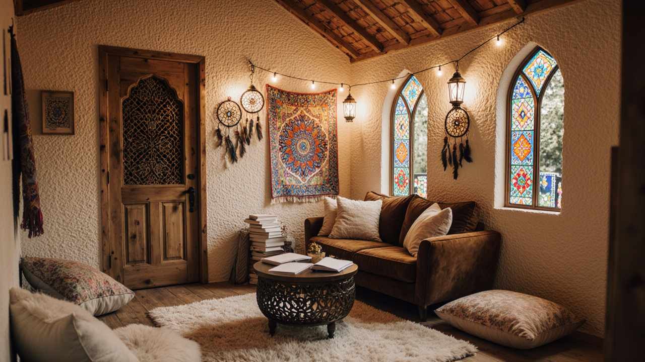 Boho Creative Writing Shed interior