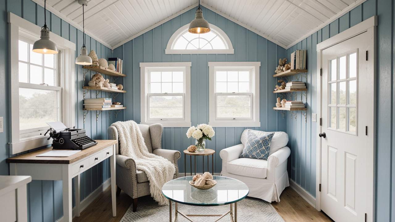 Coastal Cottage Writing Shed interior