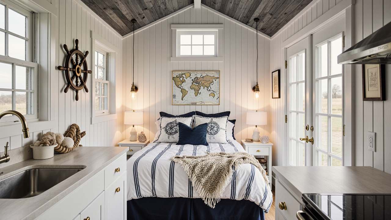 Coastal Nautical Shed Cottage interior