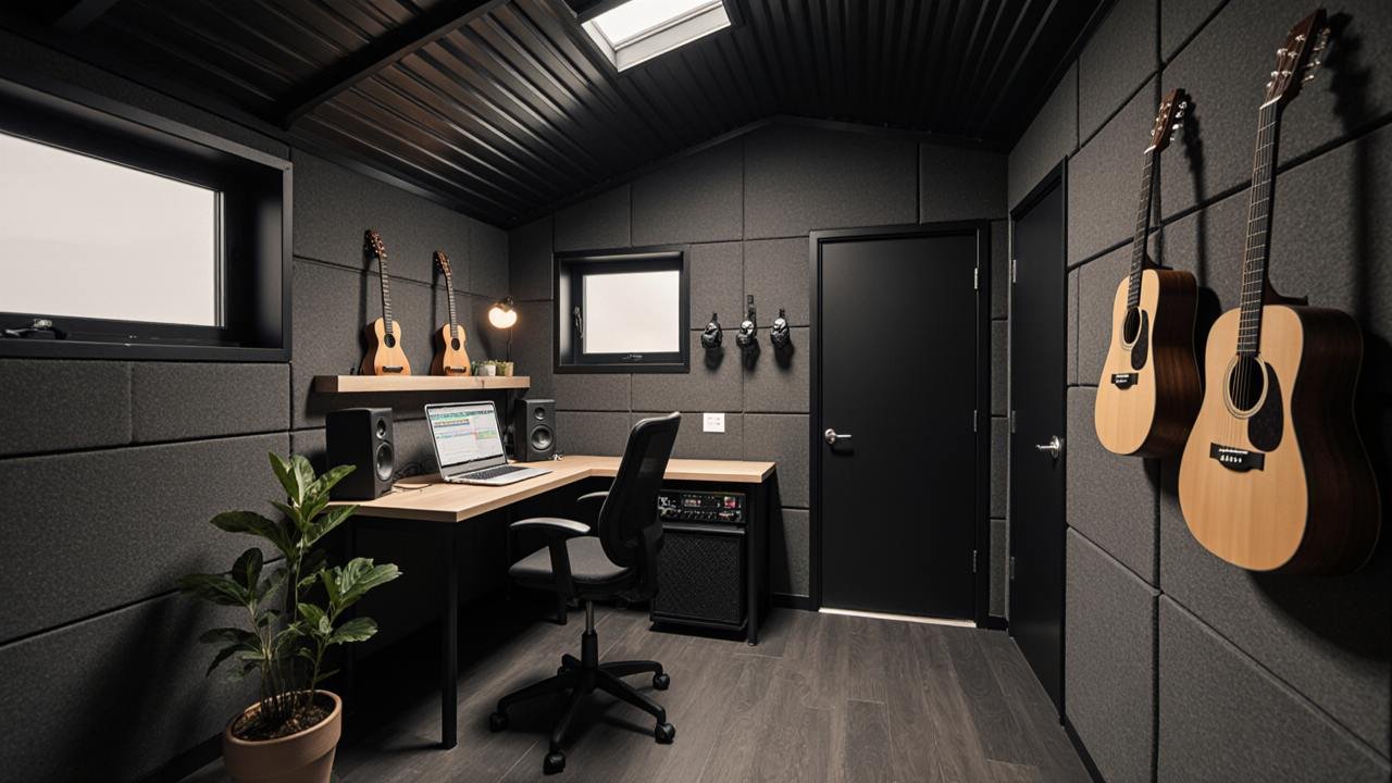 Compact Music Studio Shed interior