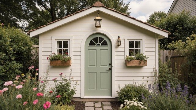 Sage Door Garden Library - Cottage-Inspired Reading Retreat with Floral Charm