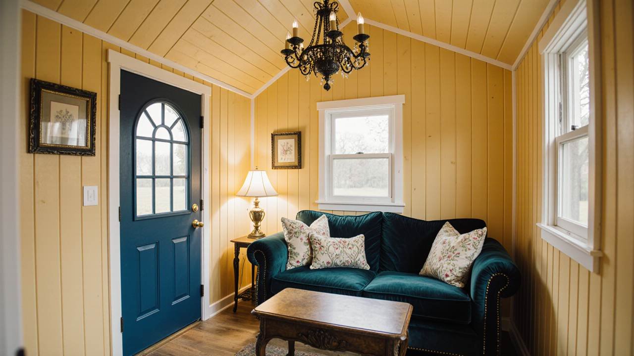 Cottagecore Sewing Shed – Vintage Charm in a Tiny Stitching Studio interior