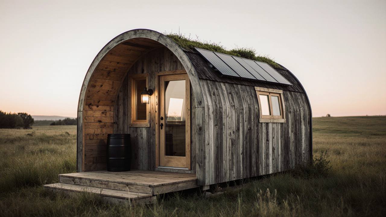 Curved Solar Pod Cabin - Eco-Friendly Off-Grid Retreat
