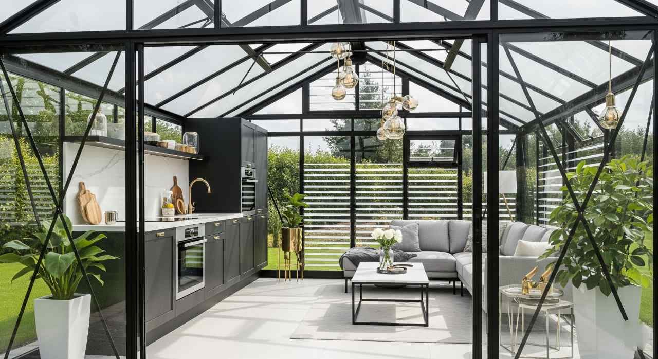 Glass Greenhouse Shed Suite interior