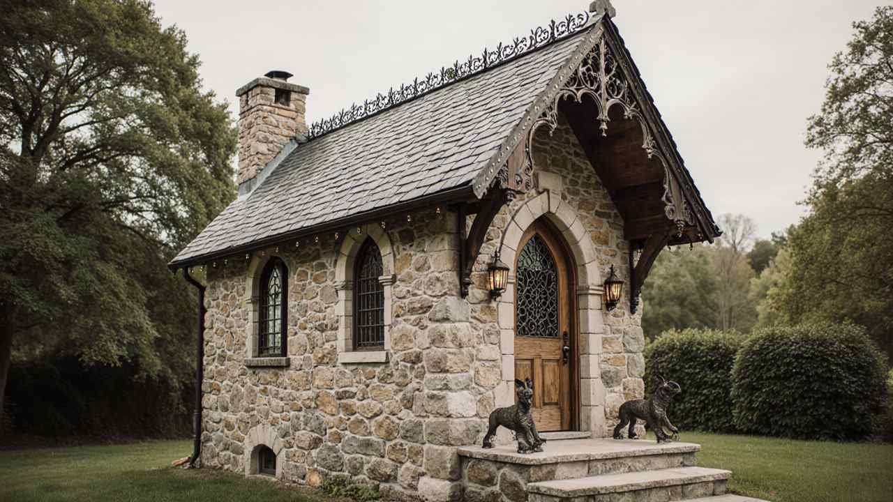 Cathedral Stone Sanctuary - Gothic Revival Tiny Home from Salvaged Stone & Iron