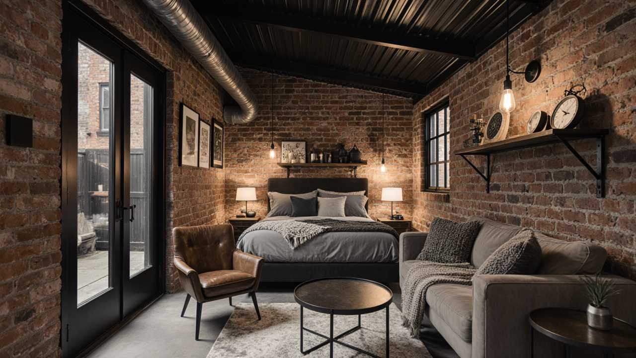 Industrial-Chic City Courtyard Shed interior
