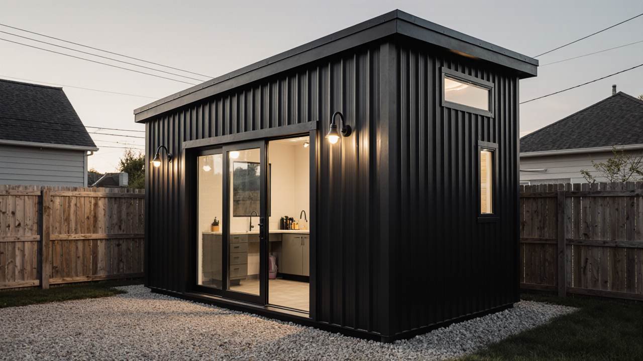 Charcoal Modern Micro-Studio - Industrial Minimalist Retreat for Urban Living