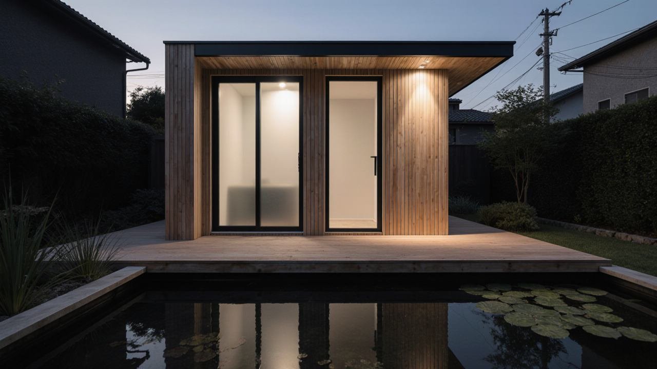 Natural Wood Zen Studio - Japandi Minimal Wellness Pod for Mind-Body Harmony