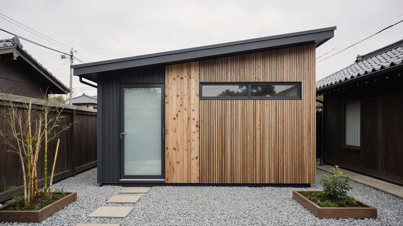 Charcoal & Cedar Zen Studio - Japandi Shed Design for Mindful Modern Living