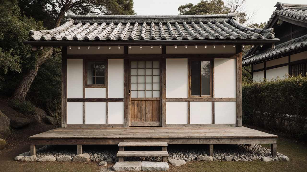 Wabi-Sabi Serenity - Japanese Teahouse from Salvaged Wood & Paper Screens