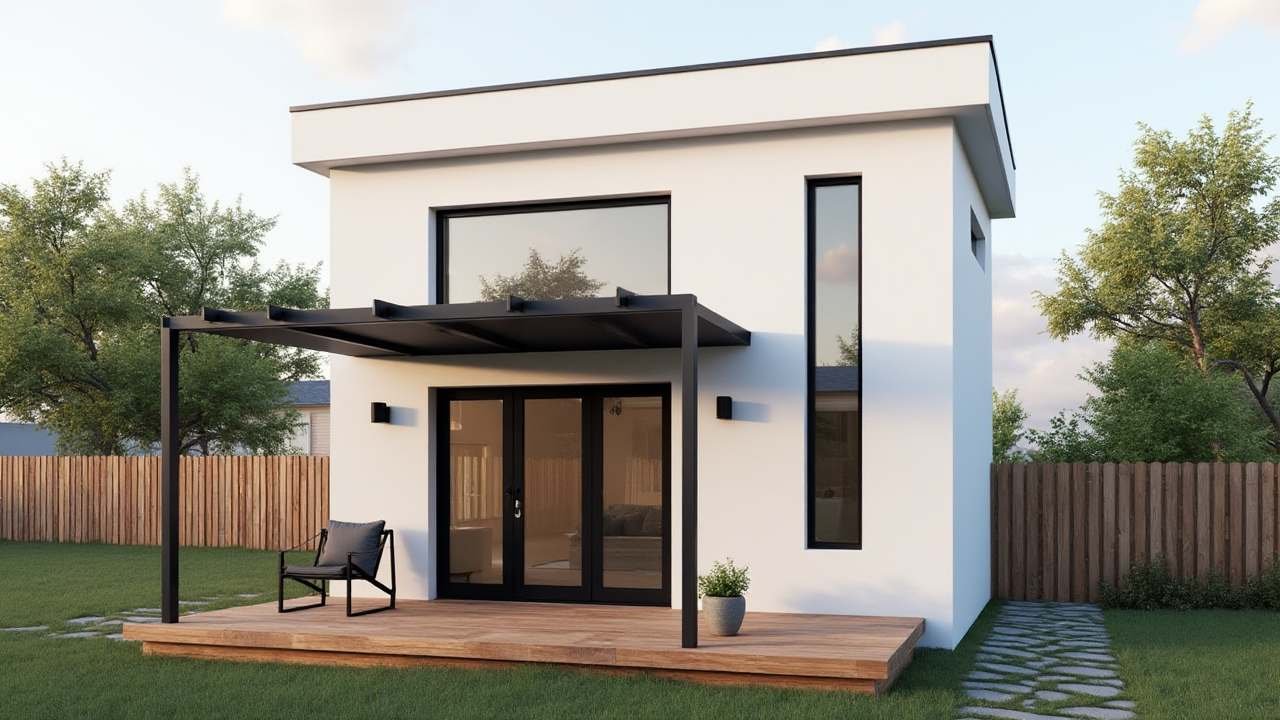 Clean White Cube & Steel Accent - Minimalist Box Design Tiny Living
