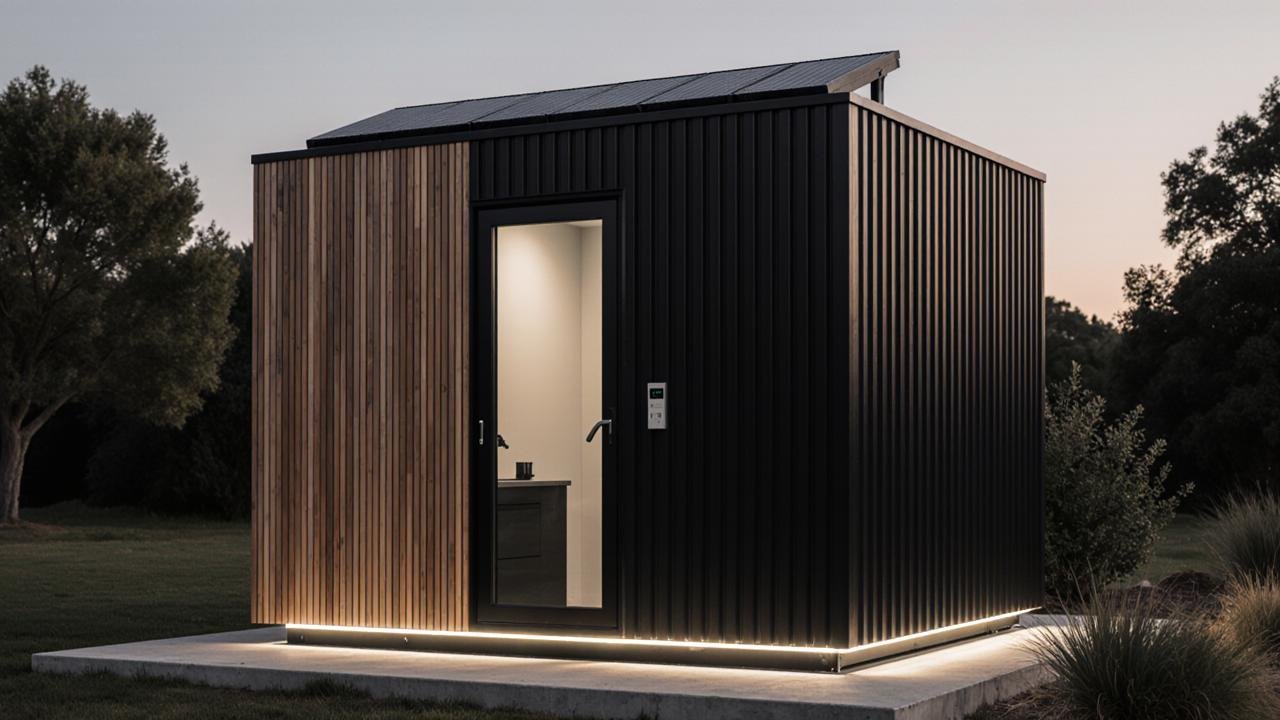 Charcoal & Cedar Smart Cube - Minimalist Tech Pod for Digital Nomads