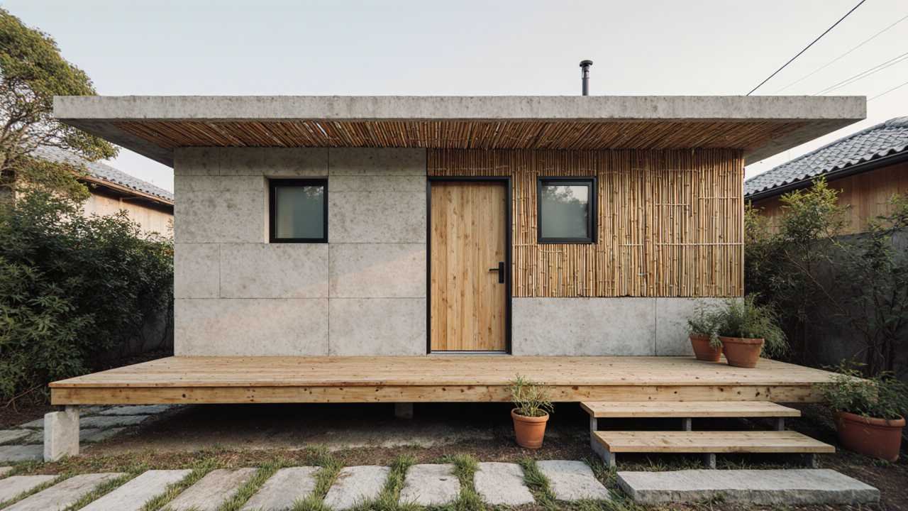 Concrete Serenity Studio - Minimalist Zen Tiny Home from Salvaged Materials