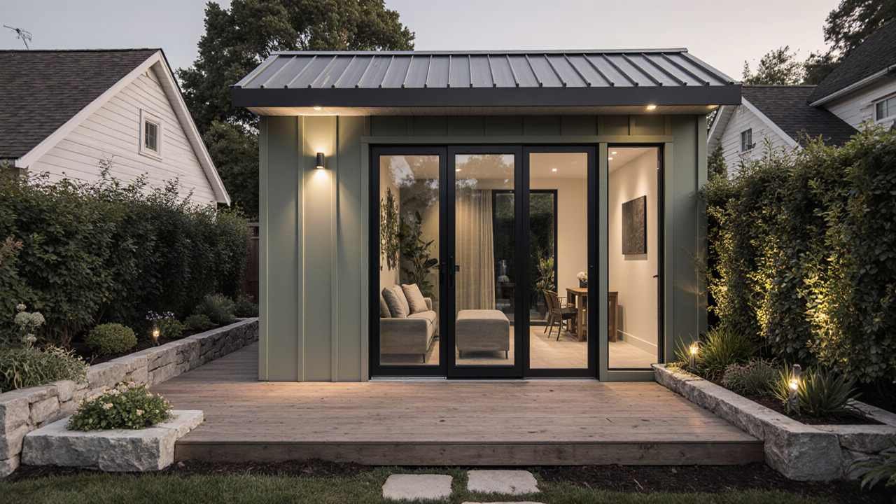Sage Green Garden Sanctuary - Modern Glass Studio for Botanical Luxe Living