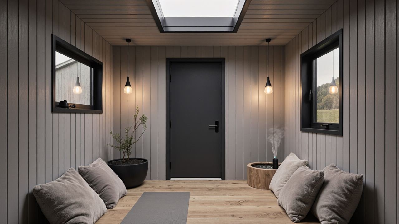 Modern Minimal Meditation Shed interior