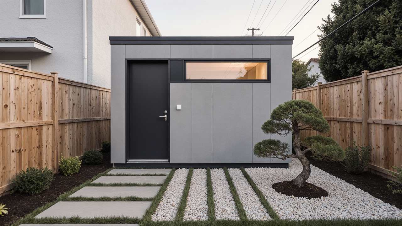 Charcoal Zen Cube Studio - Meditation Shed with Modern Minimalist Design