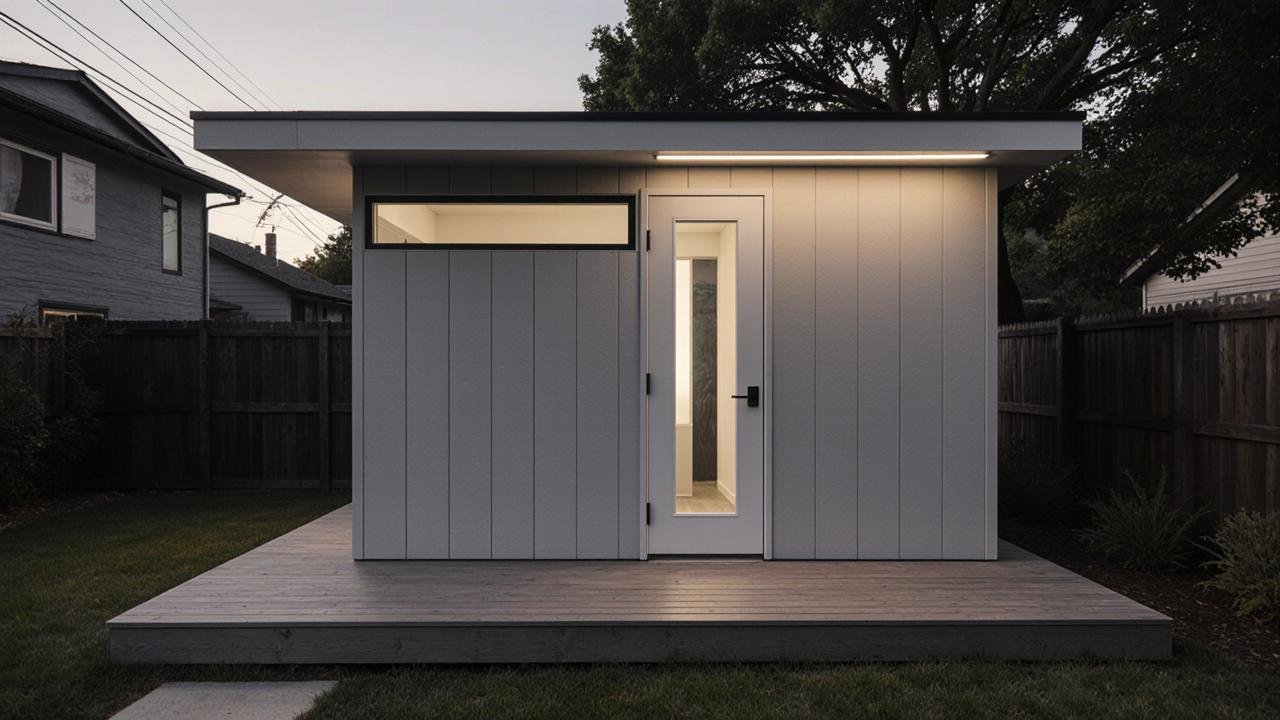 Charcoal Grey Sound Studio - Modern Minimalist Music Shed with Professional Edge