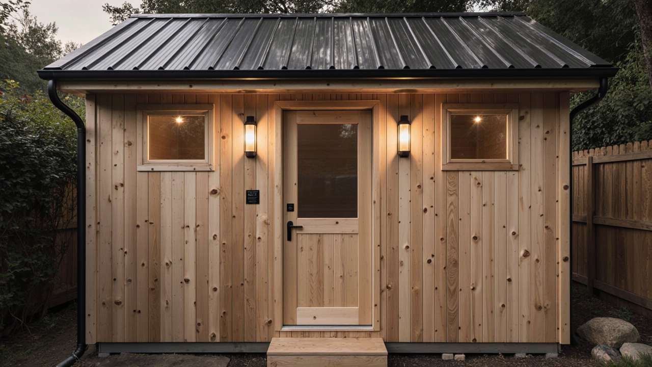Cedar and Steel Thermal Sanctuary - Modern Rustic Sauna Shed with Nordic Warmth