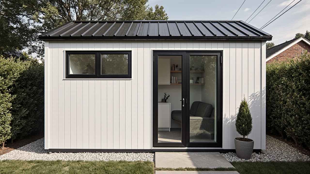 Crisp White Sanctuary Studio - Garden Office with Scandinavian Soul
