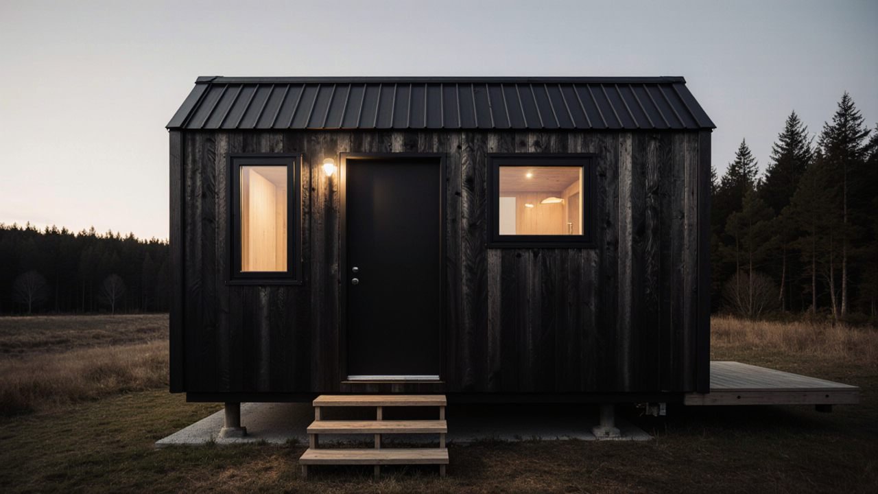 Charcoal & Steel Nordic Sanctuary - Black Timber Micro Cabin